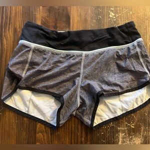lululemon speed up 2.5in gray running shorts, size 4!